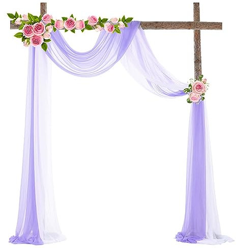 Hoshisea Tende ad Arco per Matrimoni, Tulle Tenda Arco Decorativa, Tessuto per Tende per Matrimoni, Tulle Decorazione, per Decorazione Dell'arco Nozze, Decorazione Della Sedia, Sparare Oggetti Scena
