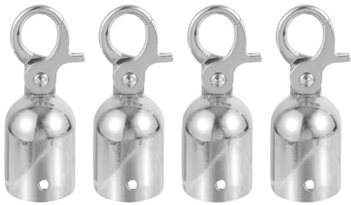 iplusmile Rope End Cap with Hook 4 Pack Metal Cord End Stopper for 1 inch Rope Secure Connector for Guardrail Queue Divider Concierge Railing and Outdoor Stanchion Posts
