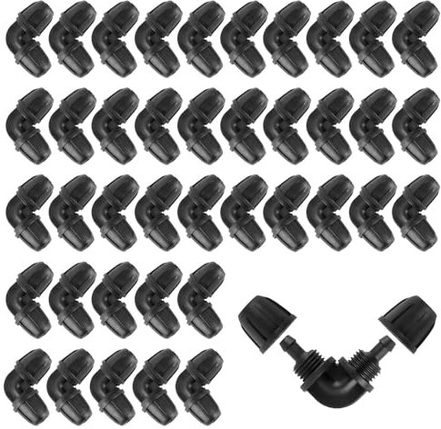 Hydrogarden 40 piezas de accesorios de codo de púas de riego por goteo de 1/4 pulgadas, conectores de púas para tubos de riego de 1/4 pulgadas, codo de línea de goteo para sistemas de riego de jardín,