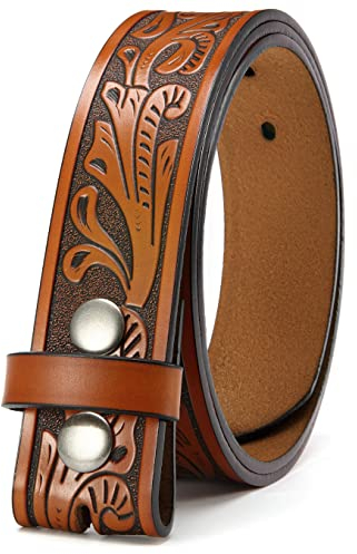 CHAOREN Cowboy Gürtel Leder ohne Schnalle, Western Ledergürtel Herren, 38mm Vollnarbenleder Männer Gürtel für Jeans