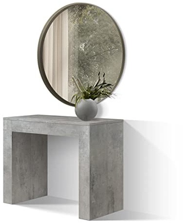 KONTE.DESIGN Consolle LERICI in legno, finitura grigio cemento 90×45 cm allungabile a 90×300 cm