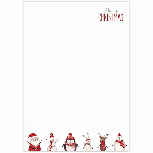 artup Weihnachtpapier Set 120 Blatt Weihnachten Briefpapier A4 für festliche Grüße