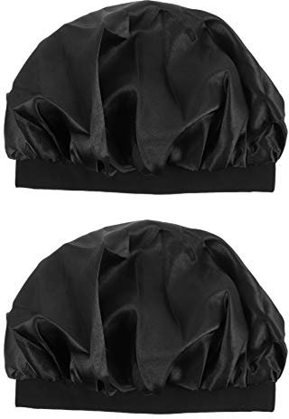 CALLARON 2stücke Weiche Elastische Schlafmütze Mit Breitem Rand Für Chemotherapie Damen Haarschutz Für Nacht Haarpflege Spa Und Gesichtsreinigung Aus Satin Langlebig Und Sanft Zur Haut