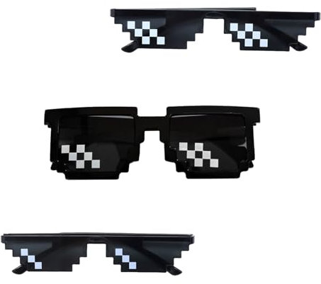 3 Stück Sonnenbrille Mosaik Brille,Party Brillen,Sonnenfinsternis Brille,Lustige Brille Fasching,Kostüm Herren Lustig,Rave Accessoires,Party Zubehör Lustiges,Cosplay Pixel Brille für Minecraft Costume