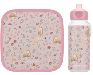 Mepal | Lunch-Set XL Campus Little Dutch | Bentobox groß & Trinkflasche | Spülmaschinenfest | 400 & 1300 ml | Mit Fächern, Gabel & Clip-Verschluss | Perfekt für Snacks & Mahlzeiten | Fairy Garden