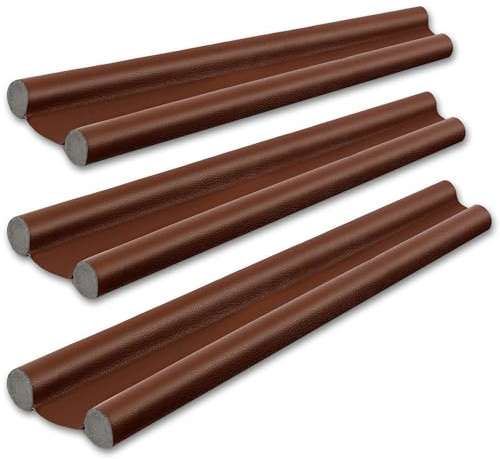 Gucass 3 Stück Zugluftstopper für Türen, 96 cm PU Zugluftstopper Haustür Türbodendichtung mit Doppellagige, Luftzugstopper für türen, Türunterdichtung Schutz vor Luftzug und Lärm Braun