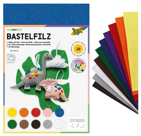 folia Bastelfilz Basic mehrfarbig (10 piece)