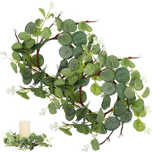 Gatuida Kerzenring Eukalyptus Osterkranz: 2 Stück Türkranz Frühling Kerzenkranz Grün Eukalyptus Kranz Haustür Deko Türkranz Ganzjährig für Stumpenkerzen Kommunion Hochzeit Garten Outdoor Deko