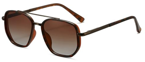 kimorn Polarisierte Sonnenbrille für Frauen Retro Quadratrahmen Sonnenbrille UV400 Schutzbrille (Braune Schildpatt-Farbstufe)