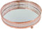 Four Seasons- Tray Mirrored Rose Gold Copper Round Mirrored Tray Plate with Ornate Metal Trim
