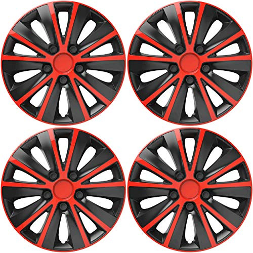 Versaco Car Wheel Trims RAPIDERB15 - Red/Black 15 Inch 10-Spoke - Boxed Set of 4 Hubcaps - Includes Fittings/Instructions