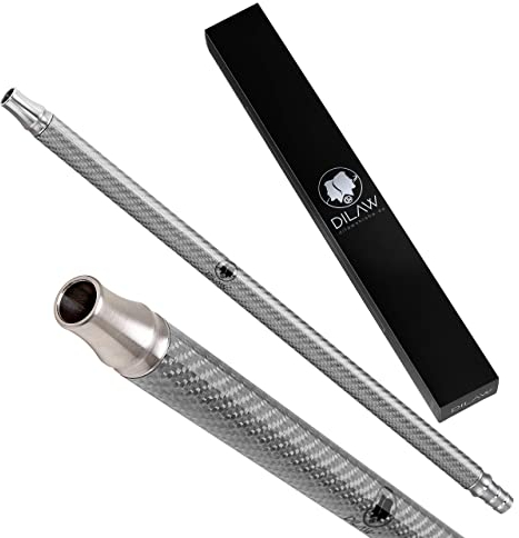 DILAW® Shisha Carbon Mundstück Edelstahl V2A ? Kombinierbar mit Allen handelsüblichen Schläuchen Farbe | Silber