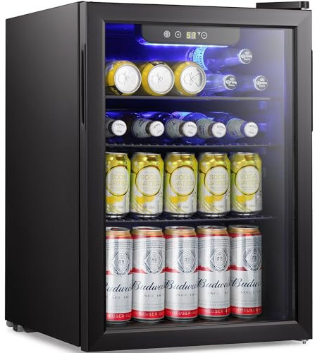 Enfriador de bebidas Antarctic Star, con 60 latas, puerta de cristal para refrescos o vino, puerta de cristal, dispensador de bebidas pequeño, ajustable, extraíble para el hogar, la oficina o el bar