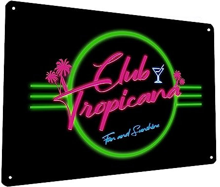 Artylicious Club Tropicana Neon Cocktail Bar Wandkunst A4 Metallschild