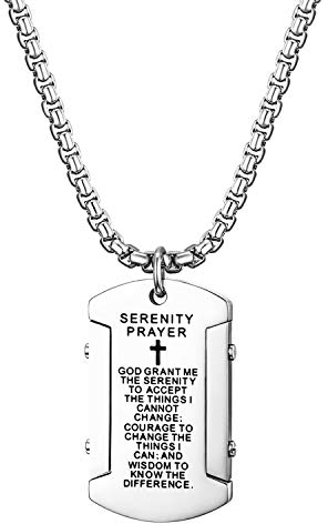 OIDEA Dog Tag Herren Kette mit Bibel, Edelstahl, Silber