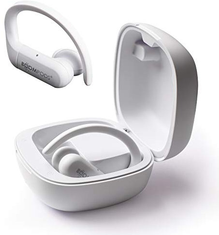 Boompods Sportpods TWS in-Ear Bluetooth Sport Headphones With True Wireless Stereo Connection & Finger Touch Control, Powerful Bass, Sweatproof - Ergonomic Ear Tip Workout Earbuds (White)