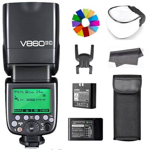 Godox V860II-C TTL Flash for Canon Camera, 2.4G GN60 Speedlite, HSS 1/8000s, 0.01-1.5s Recycle Time, 650 Full Power Flashes for Canon 1DX 5DMark III/II 6D 7D 60D 50D 40D 30D 650D 550D 500D 450D 4000D