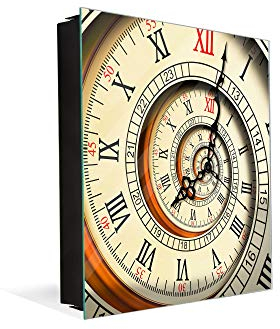 Concept Crystal Schließfach aus Stahl für die Schlüsselaufbewahrung und rahmenloses magnetisches Whiteboard K10 Antike Uhr Spirale