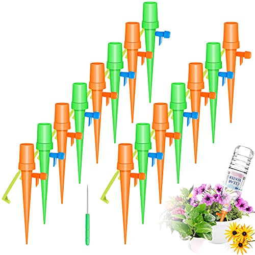 Lot de 15 systèmes d'arrosage automatiques réglables avec valve de commande à déverrouillage lent, système d'irrigation pour plantes en pot pour jardin, balcon, arrosage des plantes en vacances