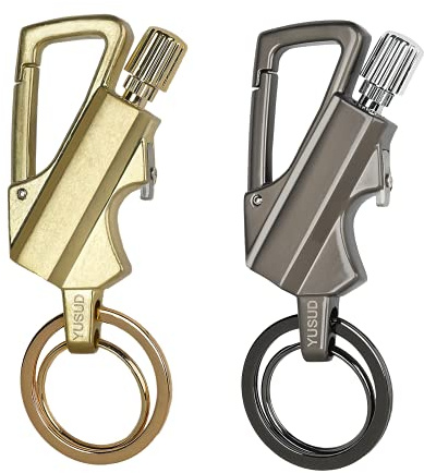 YUSUD 2 Pack Permanent Match Infinity Lighter with Multitool Keychain Bottle Opener, Reusable Waterproof Match Strike Anywhere, Forever Flint Fire Starter for Outdoor Survival, for Men