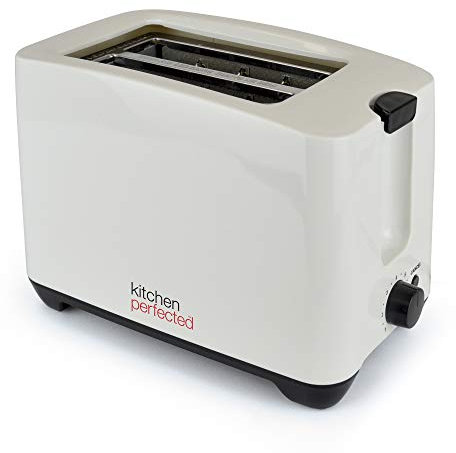 Kitchen Perfected® 2 Slice Extra Wide Slot Toaster - 750W - 7 Browning Levels - High Lift Eject Function - Centralisation for even cooking - Removable Crumb Tray - E2020WI - Cream & Black
