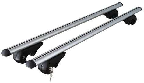 Menabo Dachträger Grundtäger kompatibel mit Seat Ateca 2016-2025 Aluminium 90kg Silber 2tlg Offene Reling für Fahrradträger, Dachboxen, Skiträger Abschließbar