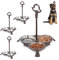 Relaxdays 4X gamelles en Fonte de Fer, gamelle pour Chiens & Chats, 3 Bols en Acier de 200 ML Chaque, Antique, poignée, Marron