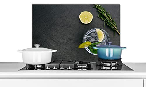 Credence Cocktail - Verre - Citron Fond de hotte 60x40 cm Credence aluminium Plaque inox de cuisine