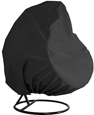 Hängesessel Abdeckung Hängestuhl Schutzhülle, Wasserdicht Winddicht UV-Beständiges Schwerlast Reißfest Schwebesessel, Schaukelstuhl Abdeckung Mit Kordelzug Schwarz (190 x 115 cm)
