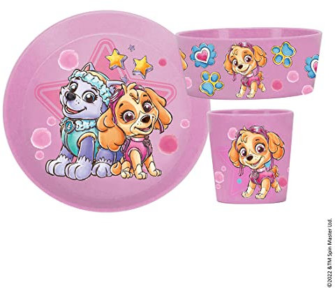 Koziol CONNECT PAW PATROL Kleiner Teller + Schale + Becher 3teil Set pink 8042715