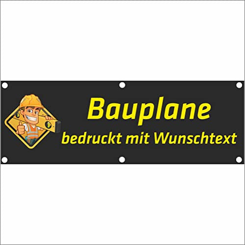 Bâche promotionnelle pour échafaudages - 300 x 100 cm - Texte personnalisé - Pour chantier de construction, jardin, clôture, concert, échafaudage - Ourlet - Œillets - Imprimé - Bâche bannière -