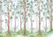 decomonkey Fototapete Kinderzimmer Wald 350x256 cm Tapete Fototapeten Vlies Tapeten Vliestapete Wandtapete Moderne Wand Wandbild Schlafzimmer Wohnzimmer Bäume Skandinavisch Mädchen Zeichnung Grün