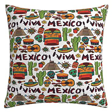 Kissenbezug Native and Viva Mexico Kissenbezug, weicher und bequemer doppelseitiger Plüsch-Kissenbezug, geeignet für Zuhause, Sofa, Auto-Kissen, 45 x 45 cm