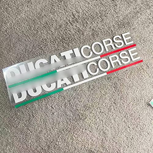 STATUZ Moto Vinile Adesivo Riflettente per Ducati Corse Logo Corpo Pedale Pannello Laterale Bandiera Italiana per Ducati 848 1199 1098 S 899 Decorare (Color : White Letters)