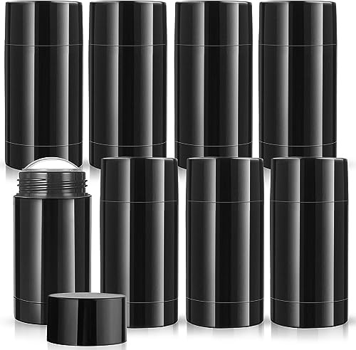 Kunststoff-Deo-Behälter, leer, zum Auffüllen, 75 ml, für selbstgemachte Kosmetik, Lotion, Bar, Sonnencreme, Lippenbalsam, Buntstift, Schwarz, 8 Stück