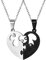 JewelryWe Schmuck 2pcs Pärchen Halskette mit I Love You Herz Puzzle Partner Anhänger Edelstahl Freundschaftskette Valentinstag Paar Kette Geschenk für Herren Damen, Schwarz Silber