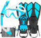 HH HHAO SPORT Schnorchelset Kinder mit Flossen, 180° Anti-Fog Panorama Weitblick Taucherbrille Kinder, Verstellbaren Schwimmflossen, Hochwertige Tauchermaske und Dry Top Schnorchel für Schwimmen