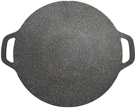 Poêle à Griller Coréenne Grille Antiadhésive pour Barbecue Coréen, Plaque Chauffante Ronde pour Barbecue à Revêtement 6 Couches pour Cuisinières à Gaz à Induction (38cm)
