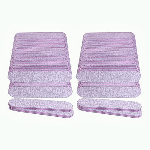 Lot de 100 limes à ongles en émeri de 9,1 cm pour ongles acryliques et naturels, grain 100/180, petite lime à ongles double face en vrac, mini lime à ongles professionnelle pour ongles, gris