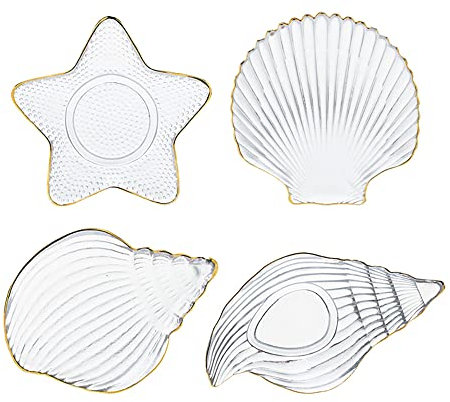 Platos de ensalada de cristal, platos de cena, platos de postre para pasta, bandejas de servir para aperitivos, sushi, frutas (juego de 4 piezas)