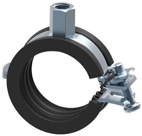 Sanitop-Wingenroth Rohrschelle 32-35 mm | Rohrbefestigung | Schallschutzeinlage und Scharnier | verlustsicherung für Schrauben | Schnellklicksystem | verzinkter Stahl | 105583