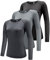 Pack de 3 camisetas de manga larga para mujer, protección solar UPF 50+, secado rápido, camiseta funcional para correr, transpirable, de manga larga, para gimnasio, yoga, correr, tiempo libre,