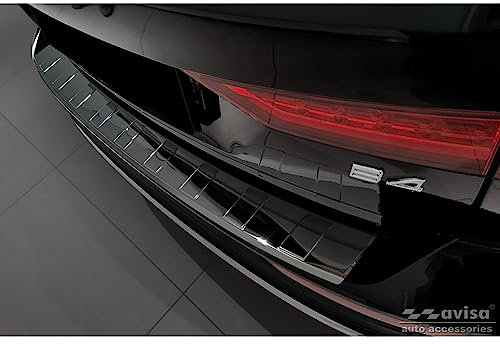 Avisa Schwarz-Chrom Edelstahl Heckstoßstangenschutz kompatibel mit Volvo V60 II / V60 II Cross Country 2018- & V60 II Plug- In Hybrid / R-Design 2019- 'Ribs'