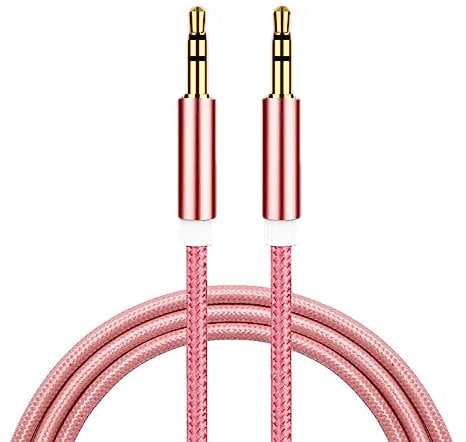 Aux Cable, 3.5mm Male Stereo Jack To Jack Audio Cable, Aux Cord Lead, Nylon Braided Aux Lead For Car, Home Stereos, Headphone, Samsung, MP3 Player, Smartphone, Laptop, (Pink)