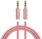 Aux Cable, 3.5mm Male Stereo Jack To Jack Audio Cable, Aux Cord Lead, Nylon Braided Aux Lead For Car, Home Stereos, Headphone, Samsung, MP3 Player, Smartphone, Laptop, (Pink)