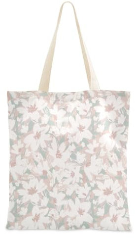 linqin Leinentaschen mit Blumenmuster für Teenager, Mädchen, wiederverwendbare Einkaufstasche, Stofftasche mit Innentasche für Strand, Shopping, Schule, Helle Farben mit Blumenmuster, 15 x 16.3