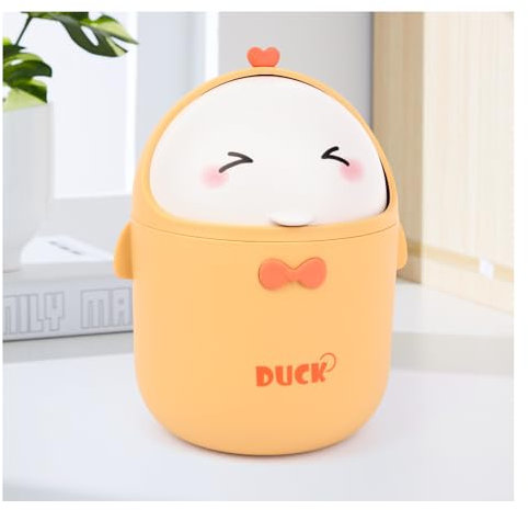 LOBVABA TischmüLleimer Mit Deckel,Süße Cartoon Tisch Mülleimer,für BüRos, Kinderzimmer, Schminktisch, Wohnzimmer (Gelb)
