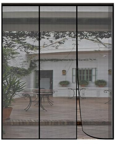 FliegengittertüR, 270x250cm Kinderleichte Klebemontage Anti-MüCken-Vorhang, Luft Kann Frei StröMen, FüR BalkontüR Wohnzimmer ZimmertüR, Schwarz