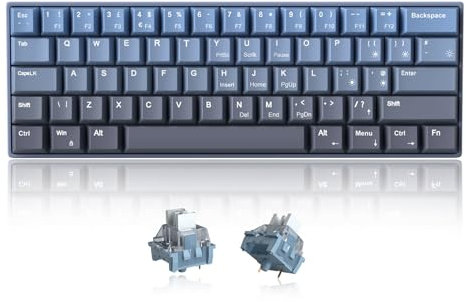 MageGee MK-STAR61 60% Mechanical Keyboard UK Layout, Hot-Swappable RGB Compact Wired Gaming Keyboard with 5-Sided Dyed Keycaps, Pre-Lubed Switches, EVA Silencer Foam, NKRO for Mac/Win (Gradient Blue)