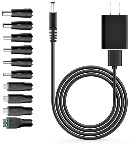Câble d'alimentation universel 5 V USB vers DC 5,5 x 2,1 mm, ensemble de câbles de charge avec adaptateur 5 V 1 A, 10 connecteurs (Micro-USB, Type-C, mini USB, 2,5 x 0,7, 3,0 x 1,1, 3,5 x 1,35, 4,0 x